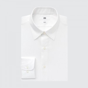 Dress Shirts Uniqlo Easy Care Stretch Slim-Fit Long-Sleeve Panske Biele Slovensko | S086771