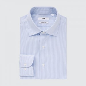 Dress Shirts Uniqlo Super Non-Iron Pruhované Slim-Fit Long-Sleeve Panske Modre Slovensko | B098263