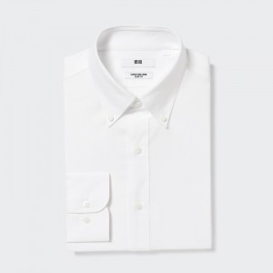 Dress Shirts Uniqlo Super Non-Iron Slim-Fit Long-Sleeve (Button Down Collar) Panske Biele Slovensko | Q708950