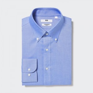 Dress Shirts Uniqlo Super Non-Iron Slim-Fit Long-Sleeve (Button Down Collar) Panske Modre Slovensko | G115171