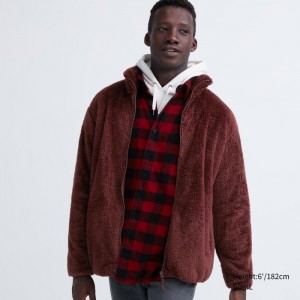 Flísové Bundy Uniqlo Fluffy Yarn Full-Zip Damske Wine Slovensko | W952366
