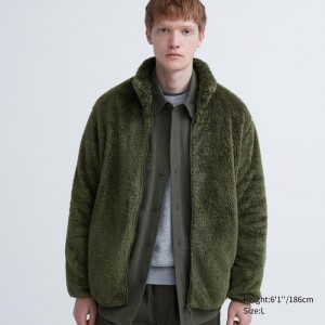 Flísové Bundy Uniqlo Fluffy Yarn Full-Zip Damske Olivovo Zelená Slovensko | T259792
