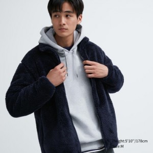 Flísové Bundy Uniqlo Fluffy Yarn Full-Zip Damske Námornícka Modrá Slovensko | J322681