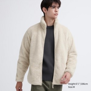 Flísové Bundy Uniqlo Fluffy Yarn Full-Zip Panske Biele Slovensko | F786954