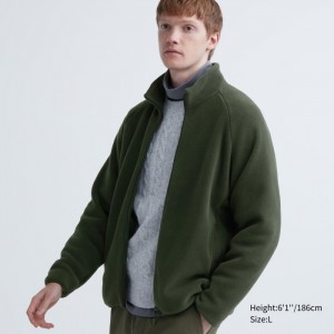 Flísové Bundy Uniqlo Full-Zip Panske Olivovo Zelená Slovensko | Q943050