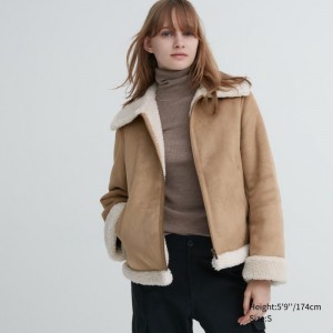Flísové Bundy Uniqlo Pile-Podsite Jacket Damske Béžové Slovensko | X045153