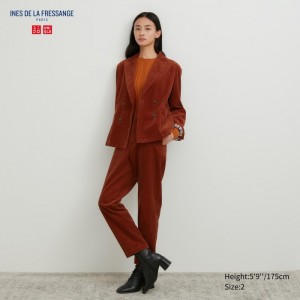 Jogger Nohavice Uniqlo Corduroy Tapered Ankle Damske Hnede Slovensko | P020376