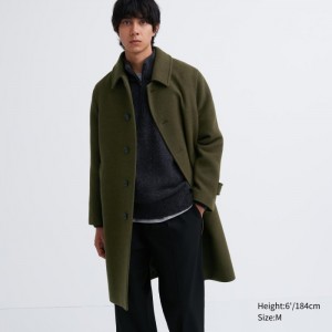 Kabáty Uniqlo Balmacaan Panske Olivovo Zelená Slovensko | X676102