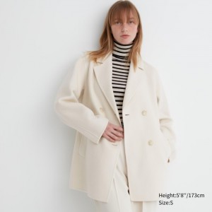 Kabáty Uniqlo Double Face Kratke Damske Biele Slovensko | L842990