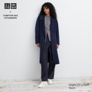 Kabáty Uniqlo Double Face Wrap Damske Námornícka Modrá Slovensko | F410158