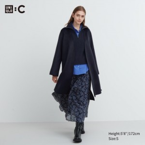 Kabáty Uniqlo Double Face Wrap Damske Námornícka Modrá Slovensko | L868029