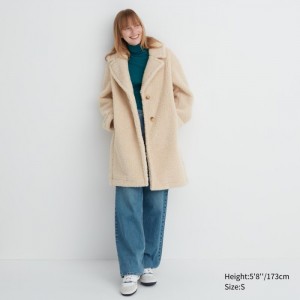 Kabáty Uniqlo Pile-Podsite Fleece Tailored Damske Béžové Slovensko | V393361