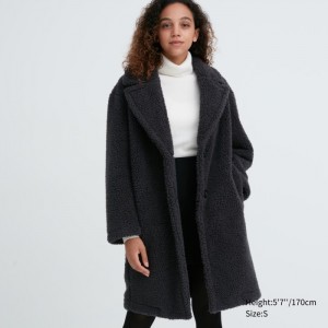 Kabáty Uniqlo Pile-Podsite Fleece Tailored Damske Tmavo Siva Slovensko | S461237