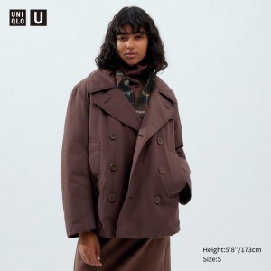 Kabáty Uniqlo Polstrované Kratke Peacoat Damske Hnede Slovensko | N091984