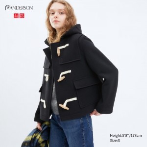 Kabáty Uniqlo Vlna Blend Duffle Kratke Damske Čierne Slovensko | G228097
