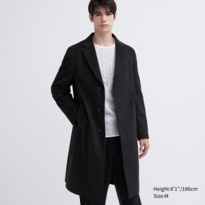 Kabáty Uniqlo Vlna Cashmere Chesterfield Panske Čierne Slovensko | W985724