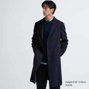 Kabáty Uniqlo Vlna Cashmere Chesterfield Panske Námornícka Modrá Slovensko | Q101563