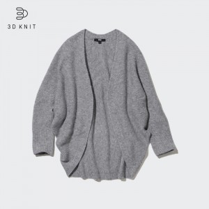 Kardigan Uniqlo 3D Knit Souffle Yarn Long-Sleeve Damske Siva Slovensko | P439092