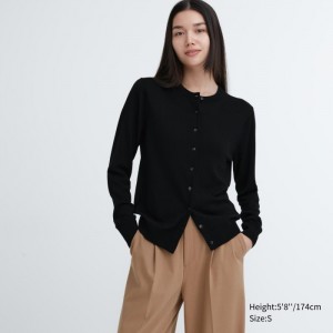 Kardigan Uniqlo Extra Fine Merino Crew Neck Damske Čierne Slovensko | H356280
