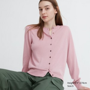 Kardigan Uniqlo Extra Fine Merino Crew Neck Damske Ruzove Slovensko | T123766