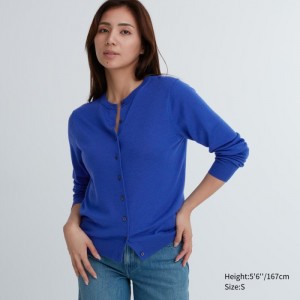 Kardigan Uniqlo Extra Fine Merino Crew Neck Damske Modre Slovensko | E979983
