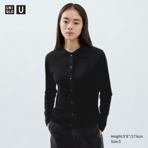 Kardigan Uniqlo Merino Blend Long-Sleeve Crew Neck Damske Čierne Slovensko | G070751