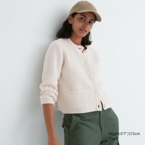 Kardigan Uniqlo Pletené Kratke Damske Biele Slovensko | K852236