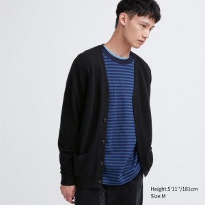 Kardigan Uniqlo Premium Lambswool V-Neck Panske Čierne Slovensko | O988052