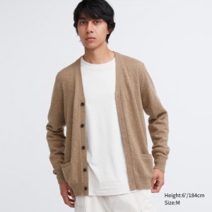 Kardigan Uniqlo Premium Lambswool V-Neck Panske Béžové Slovensko | L116295