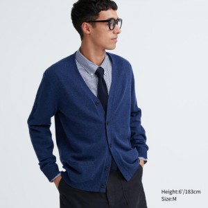 Kardigan Uniqlo Premium Lambswool V-Neck Damske Modre Slovensko | Y487327