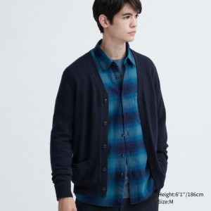Kardigan Uniqlo Premium Lambswool V-Neck Damske Námornícka Modrá Slovensko | O637605