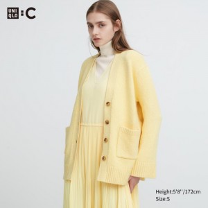 Kardigan Uniqlo Soft Knit V-Neck Flare Long-Sleeve Damske Žlté Slovensko | J852378