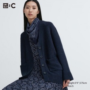 Kardigan Uniqlo Soft Knit V-Neck Flare Long-Sleeve Damske Námornícka Modrá Slovensko | U811371
