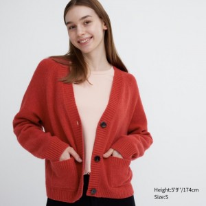 Kardigan Uniqlo Souffle Yarn Kratke Damske Červené Slovensko | D187971
