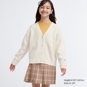 Kardigan Uniqlo Souffle Yarn V-Neck Detske Biele Slovensko | L475195