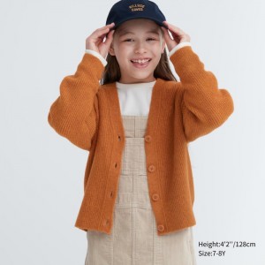 Kardigan Uniqlo Souffle Yarn V-Neck Detske Oranžové Slovensko | F794126