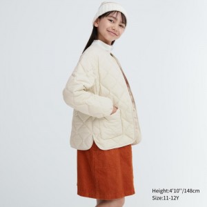 Kardigan Uniqlo Warm Polstrované Washable Detske Biele Slovensko | Q998578
