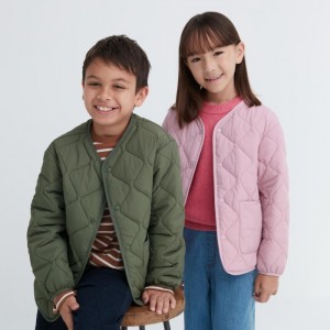 Kardigan Uniqlo Warm Polstrované Washable Detske Olivovo Zelená Slovensko | B618231