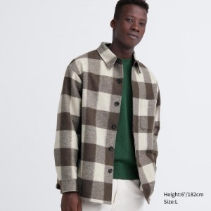 Košeľové Bundy Uniqlo Checked Over Panske Hnede Slovensko | E707076
