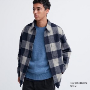 Košeľové Bundy Uniqlo Checked Over Panske Modre Slovensko | K973142