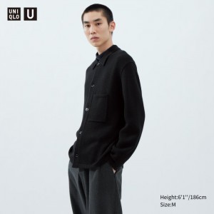 Košeľové Bundy Uniqlo Pletené Over Panske Čierne Slovensko | G327062