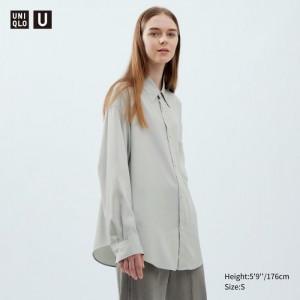 Kosele Uniqlo Draped Long-Sleeve Damske Svetlo Siva Slovensko | A209305