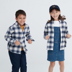Kosele Uniqlo Flannel Checked Long-Sleeve Detske Biele Slovensko | Q039867