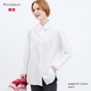 Kosele Uniqlo Oxford Long-Sleeve Long Damske Biele Slovensko | G739369