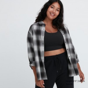Kosele Uniqlo Soft Brushed Checked Long-Sleeve Damske Siva Slovensko | E523583