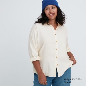 Kosele Uniqlo Soft Brushed Long-Sleeve Damske Biele Slovensko | J738310