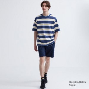 Kratasy Uniqlo AIRism Bavlnene Easy (8") Panske Námornícka Modrá Slovensko | V149360