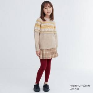 Leginy Uniqlo HEATTECH Rebrovaný Detske Červené Slovensko | Z808752