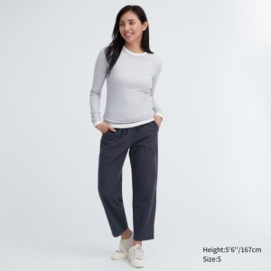 Spoločenské Nohavice Uniqlo Bavlnene Relaxed Ankle Damske Tmavo Siva Slovensko | P420794