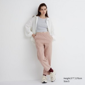 Spoločenské Nohavice Uniqlo Bavlnene Relaxed Ankle Damske Ruzove Slovensko | T612442